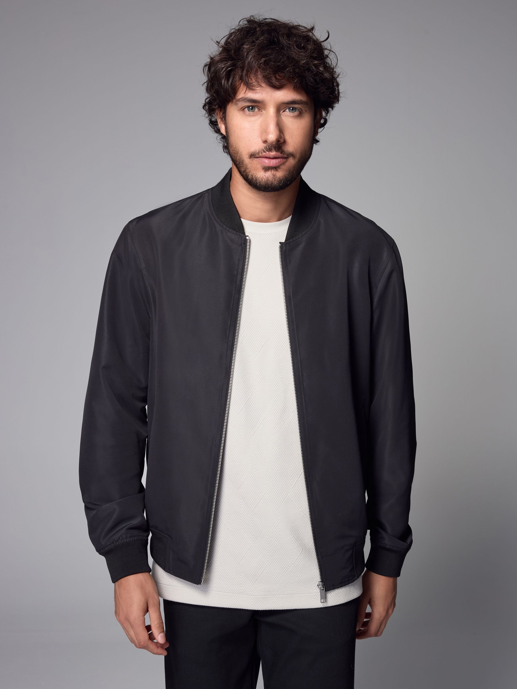 Black Shower Resistant Bomber Jacket