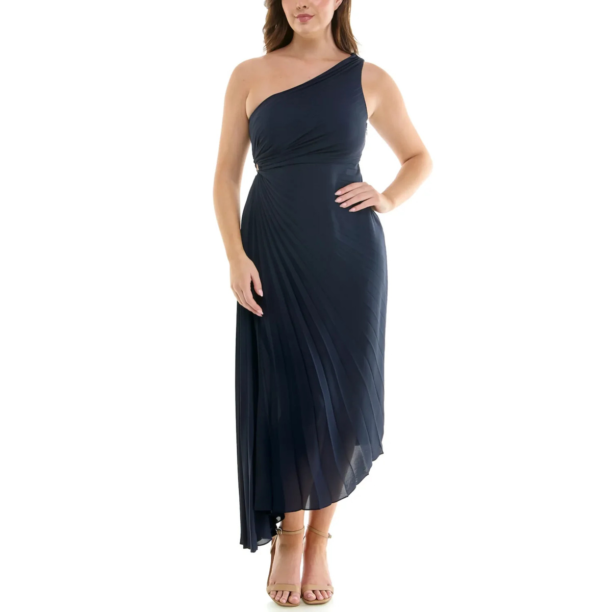 One Shoulder Pleated Maxi Dress