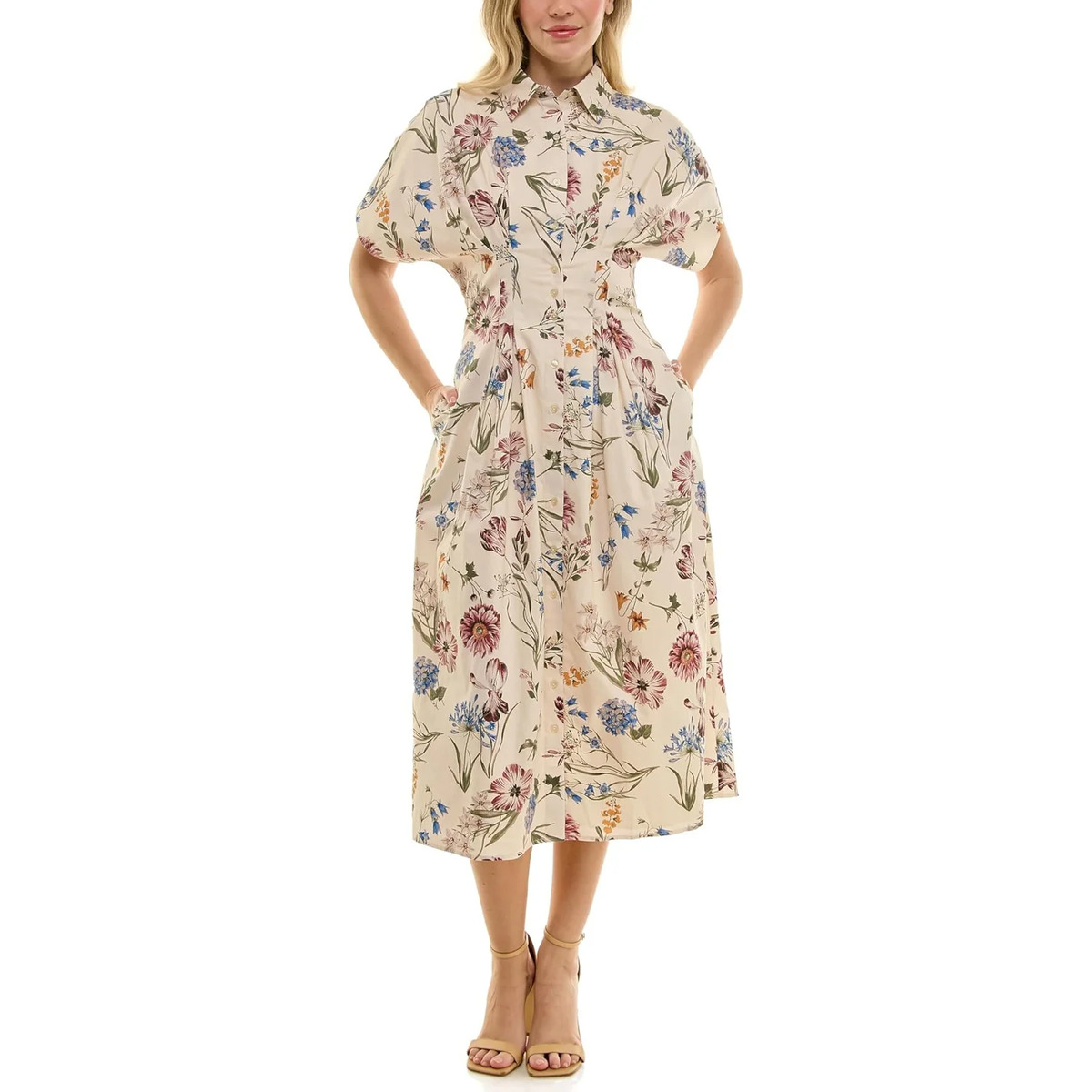 Printed Stretch Cotton Shirtdress