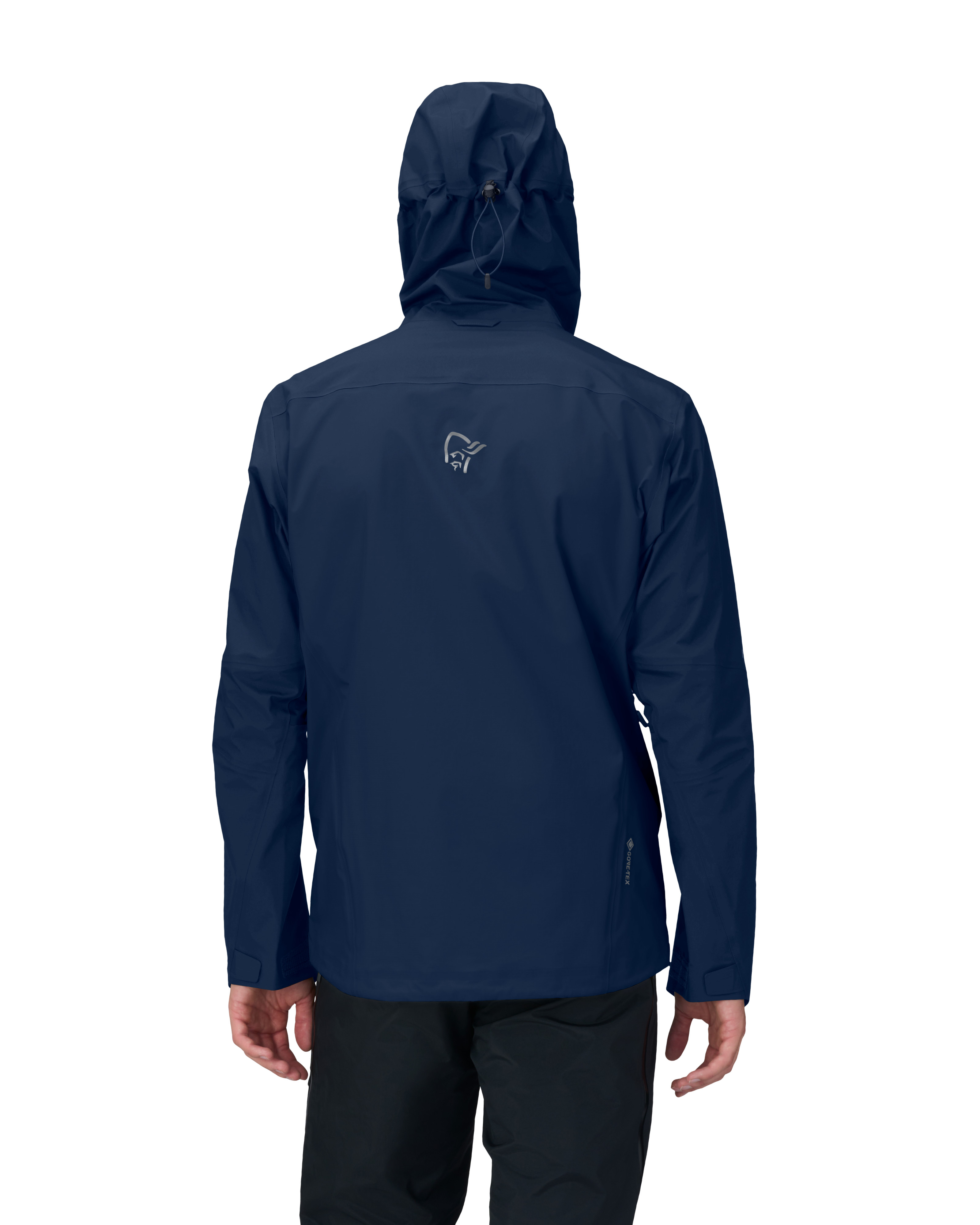 Male Model back image of falketind Gore-Tex Jacket Indigo Night Blue