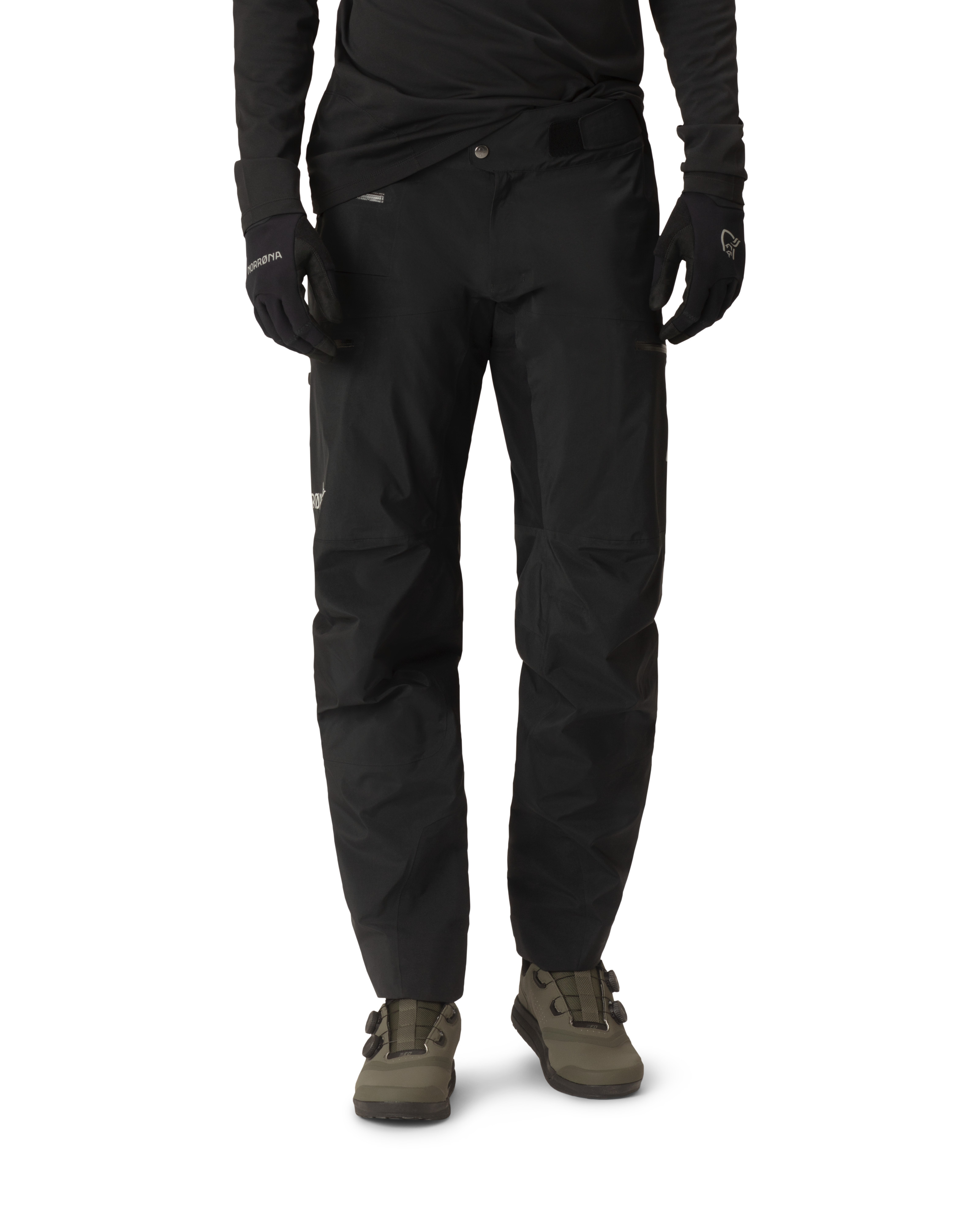 Male Model front image of fjora Gore-Tex Pro Pants Caviar Black