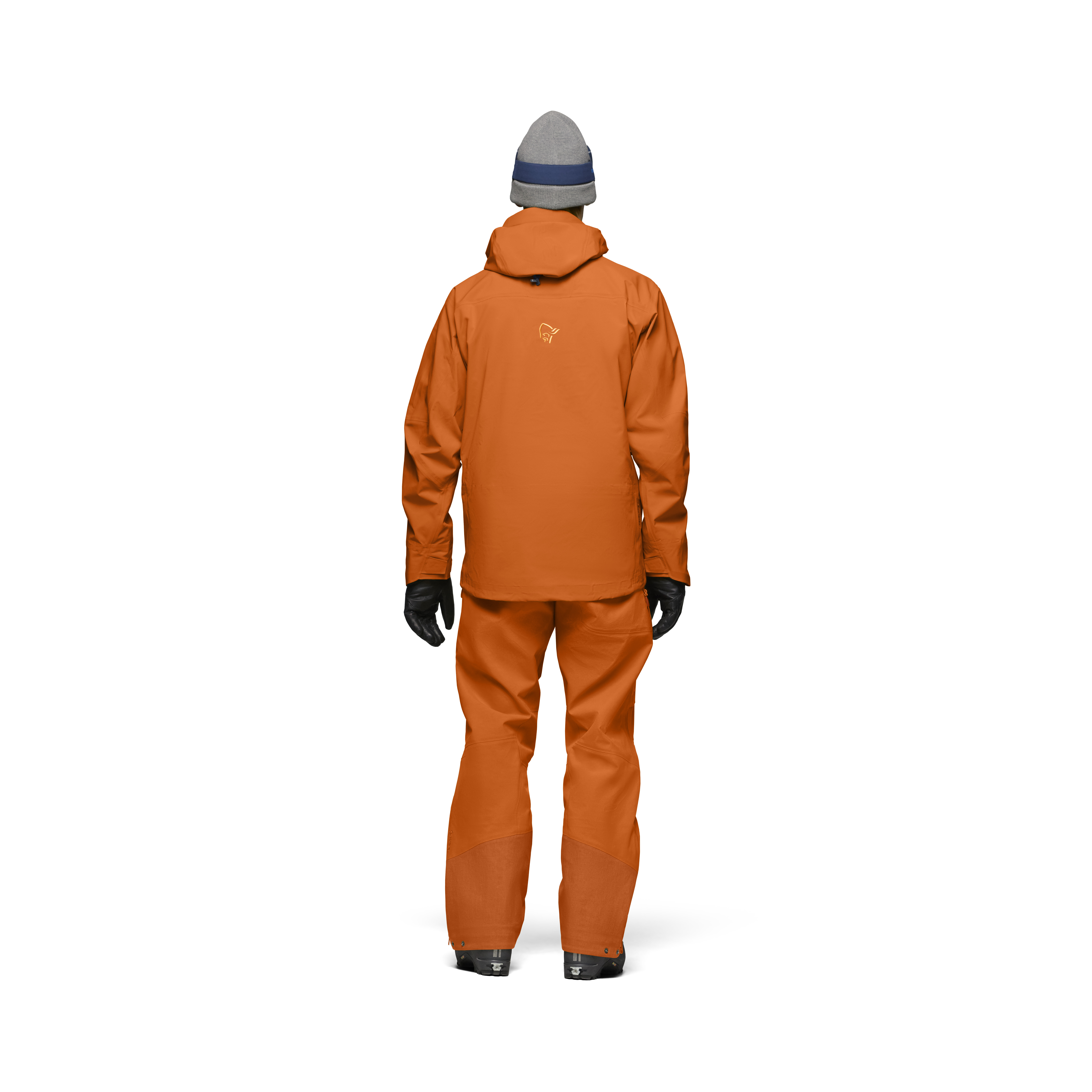 Male Look back image of lofoten Gore-Tex Pro Jacket Gold Flame
