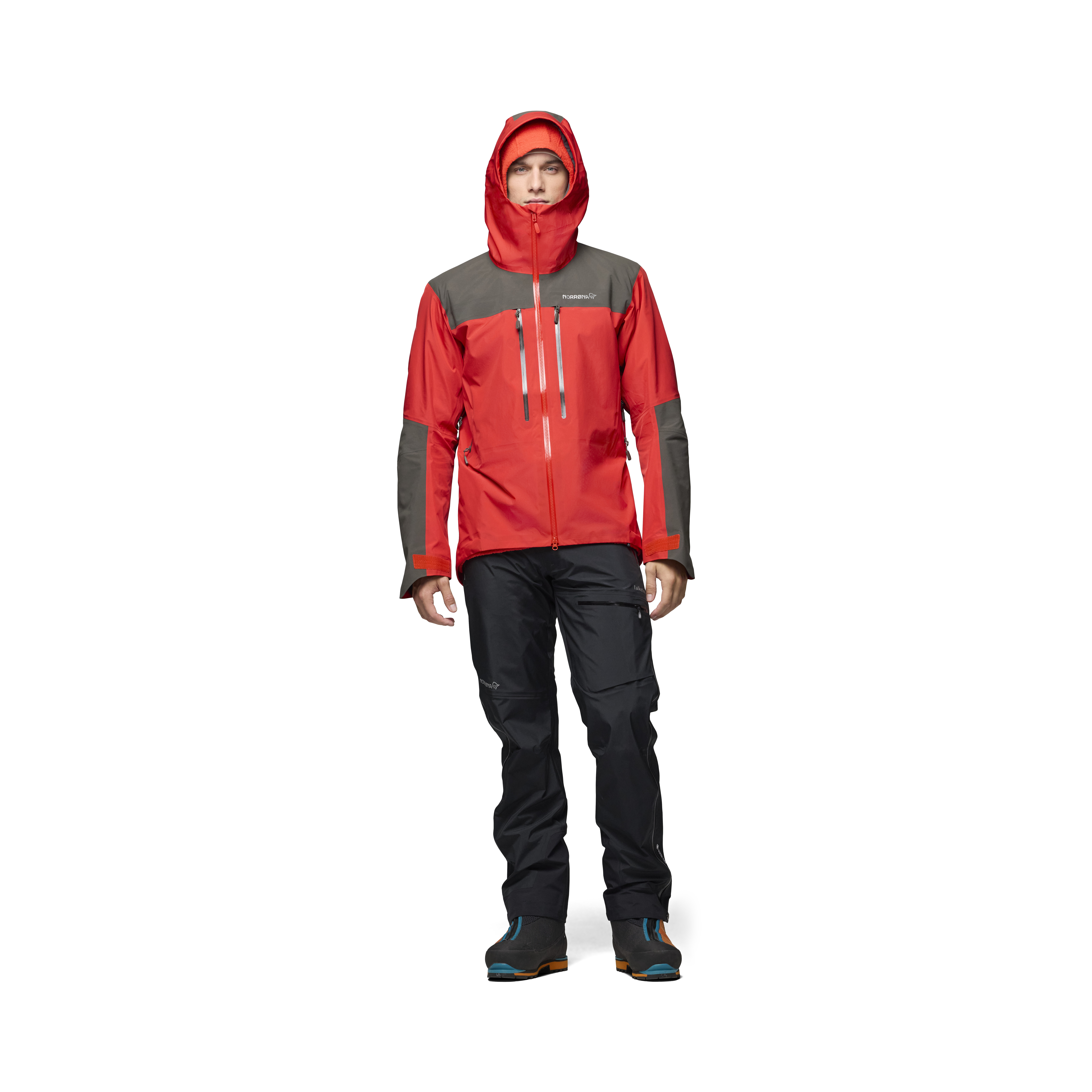 Male Look front image of trollveggen Gore-Tex Pro light Jacket Flame Scarlet