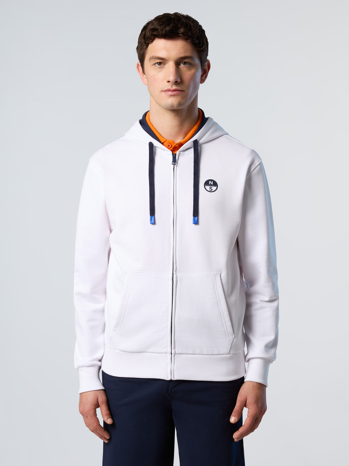 Full-zip hoodie with logo patch