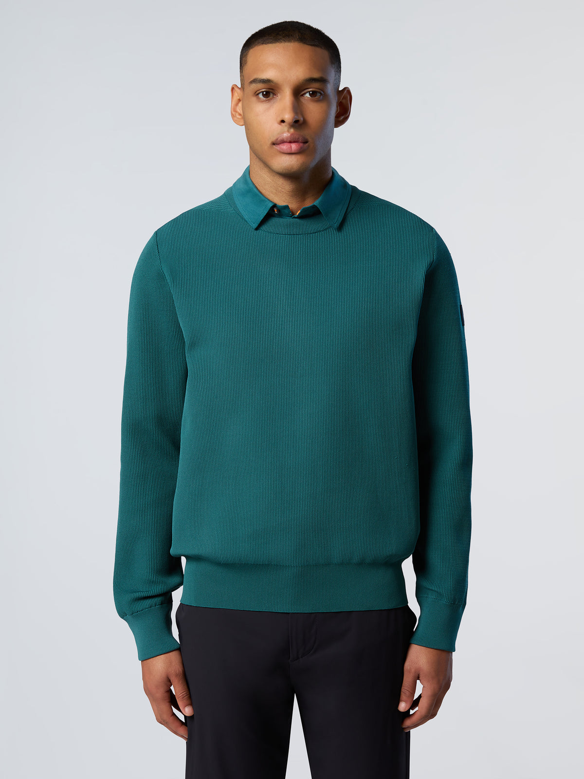 Technical knit crew-neck sweater
