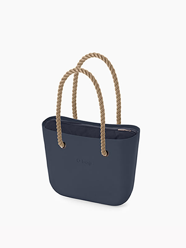 O bag classic navy combo with navy inner and natural long rope handles