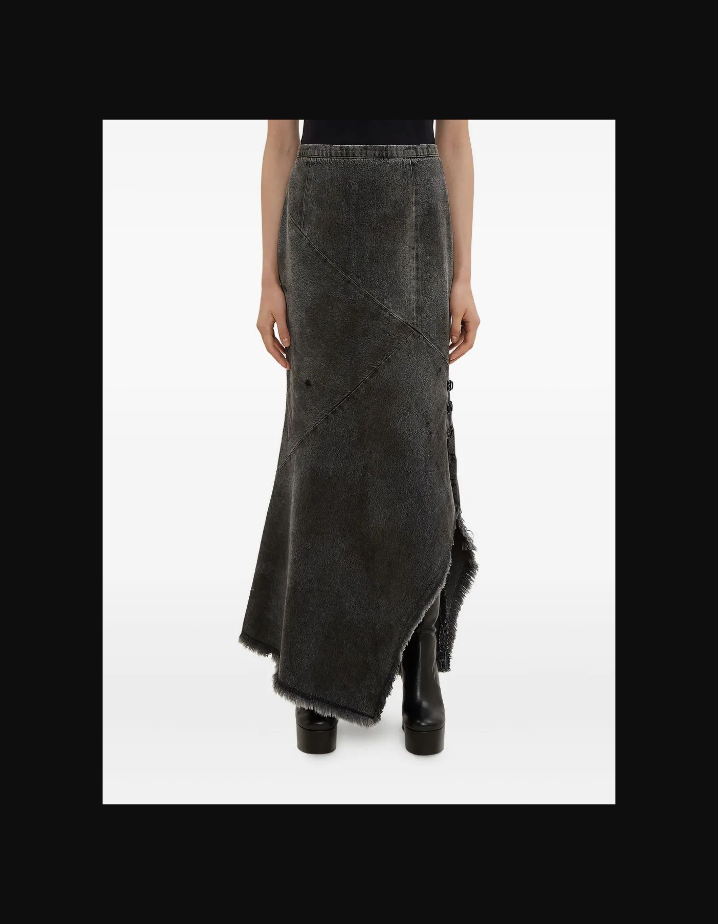 Denim Asymmetric Maxi Skirt
