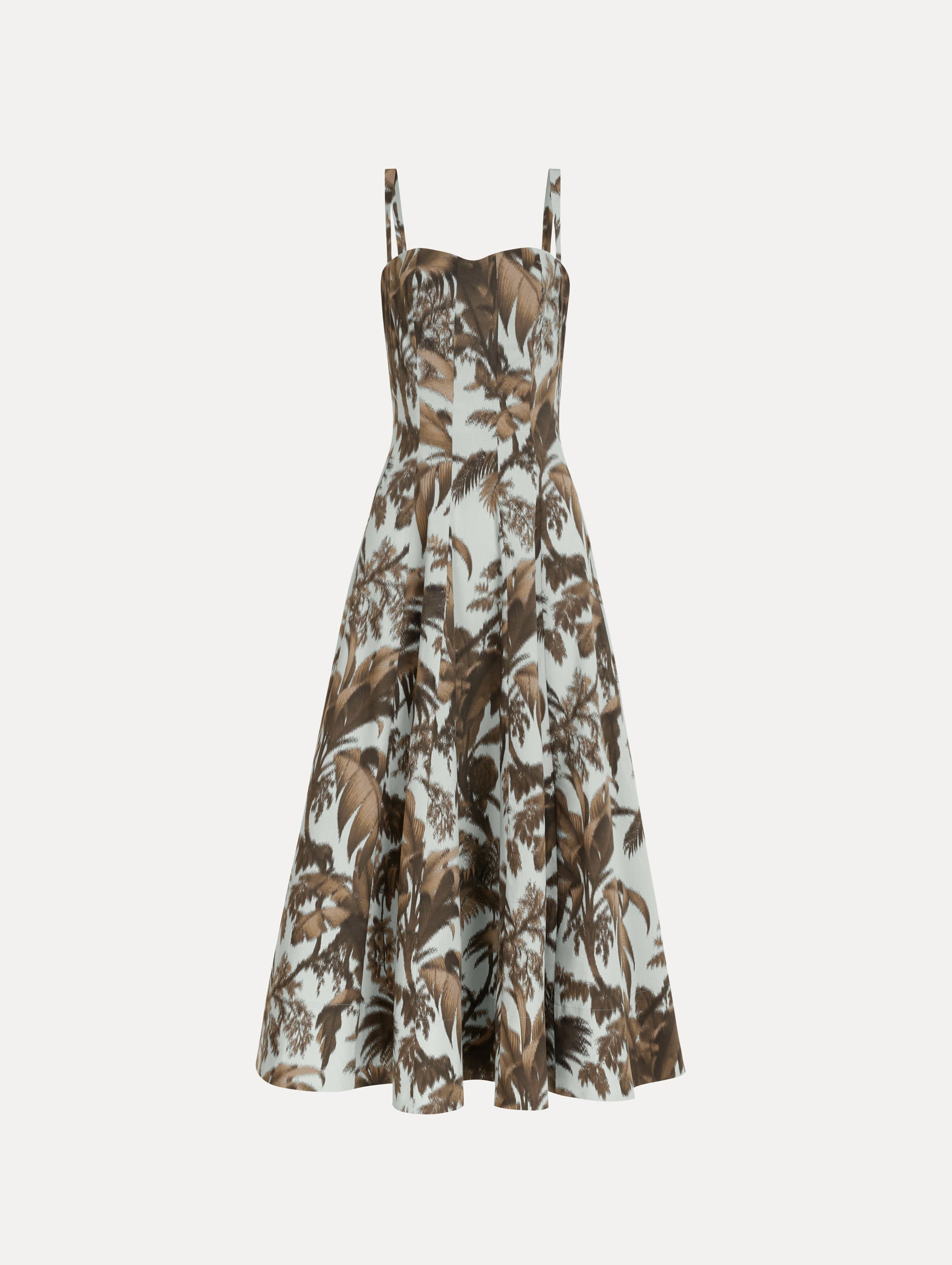 Chiné Palm Leaves Cotton Poplin Dress