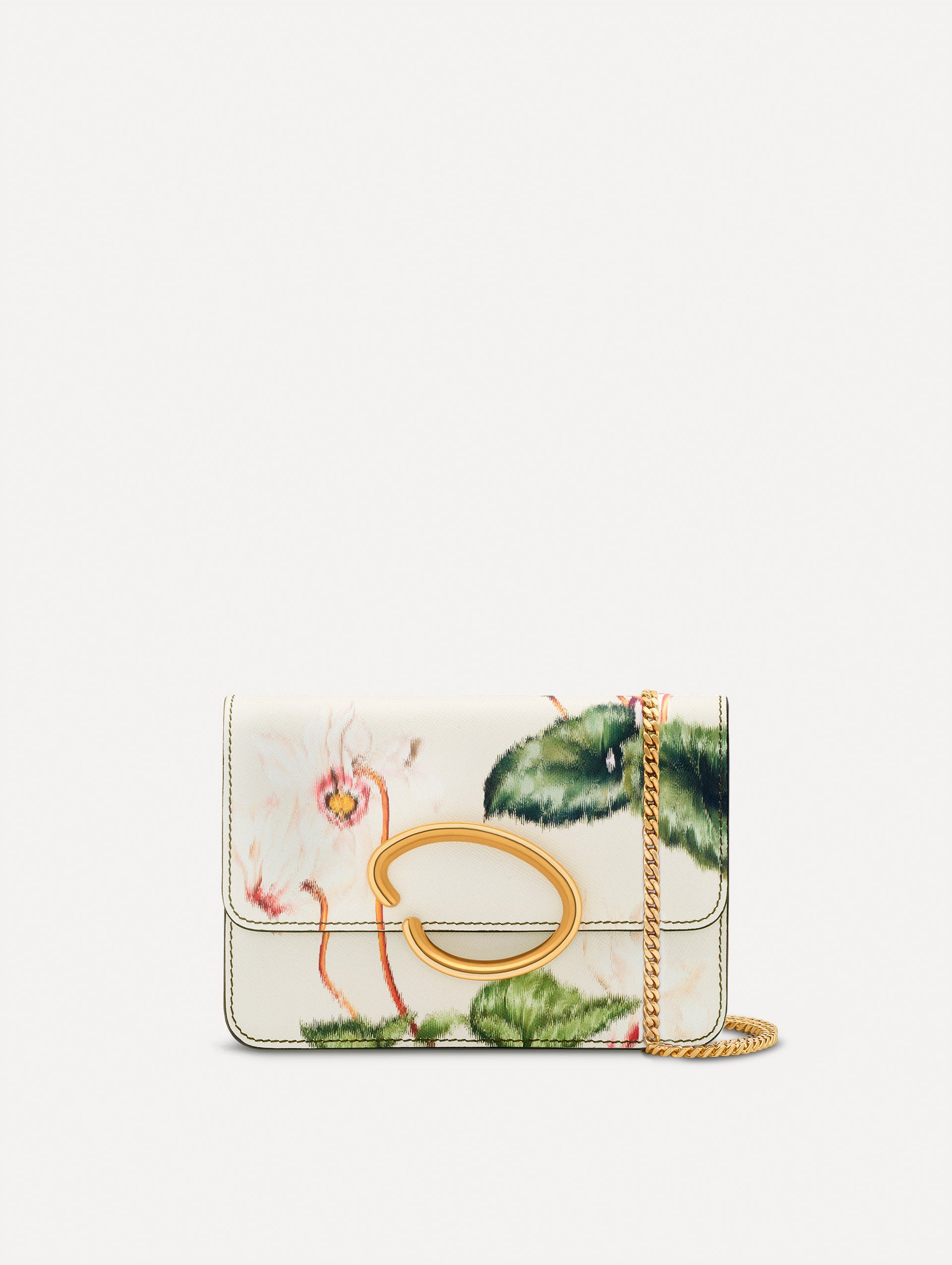 Cyclamen-Printed O Pochette