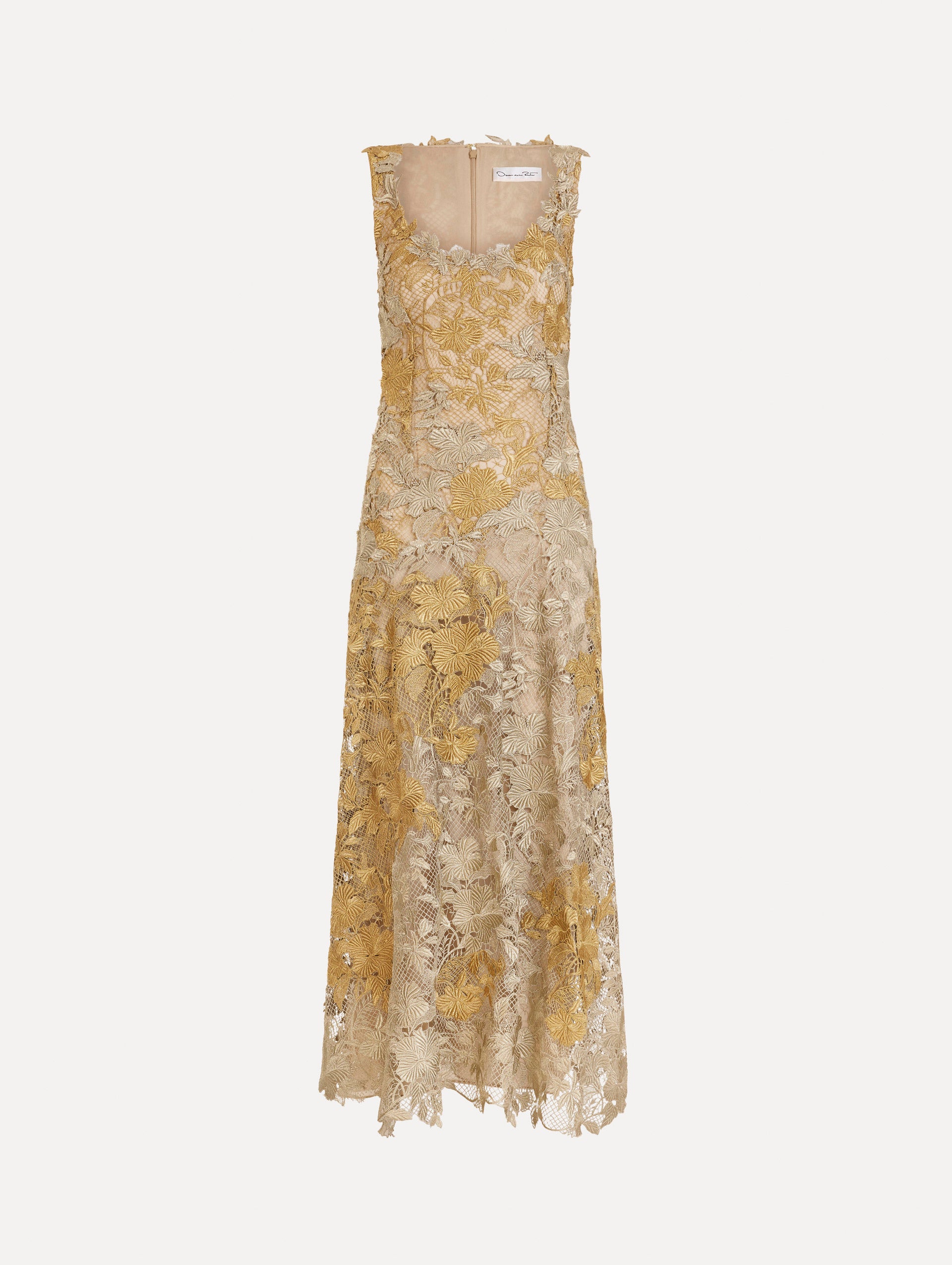 Hibiscus Metallic Guipure Cocktail Dress
