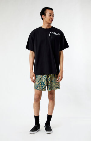 Full fit shot — the print carries even under a graphic tee.