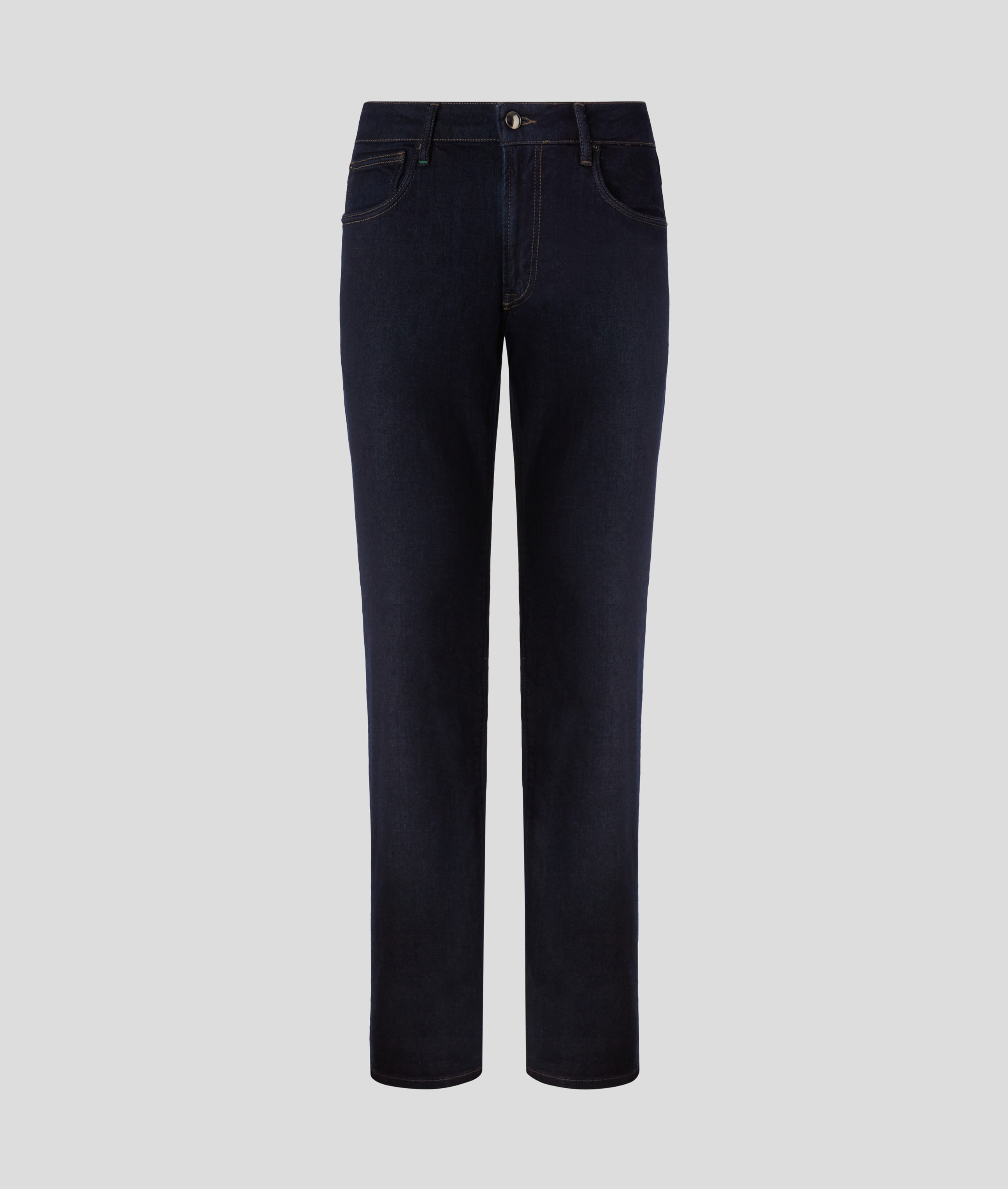 5 Pocket Pants in Denim Stone Washed Effect Navy Blue