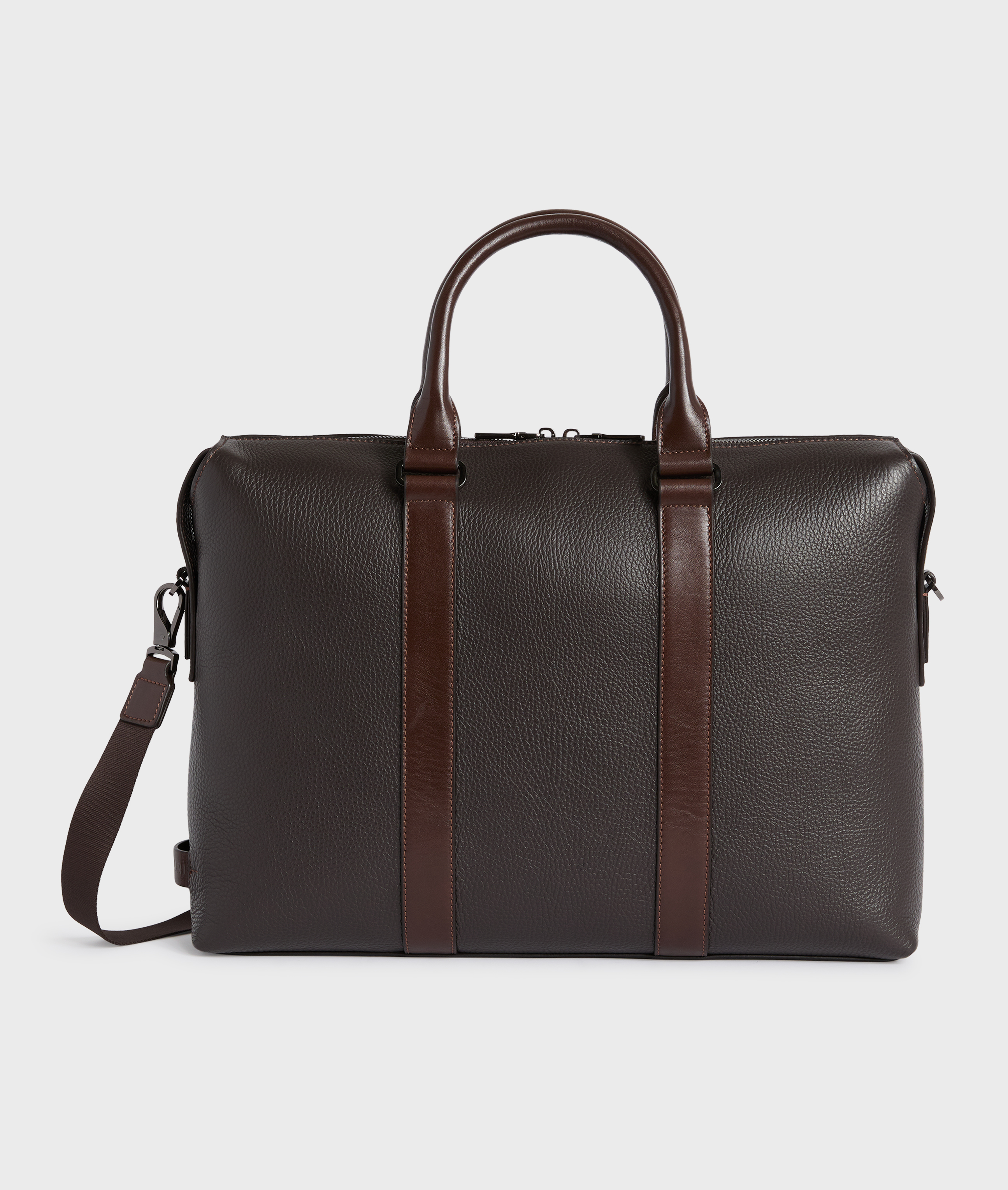 Brown Dollar Print Calfskin Briefcase With Shoulder Strap
