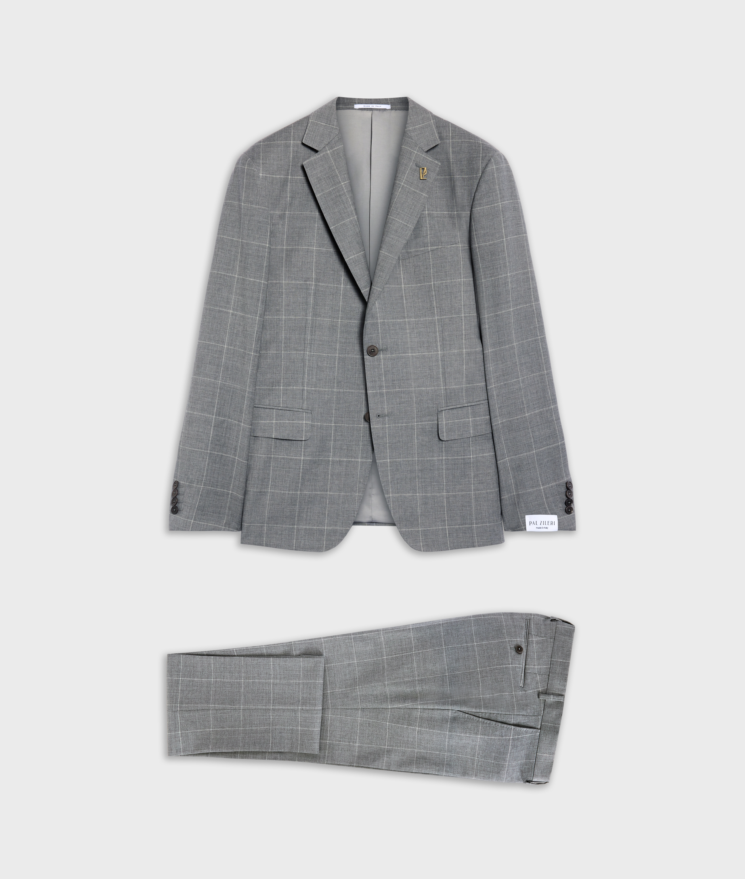 Grey Virgin Wool Key Line Checked Suit