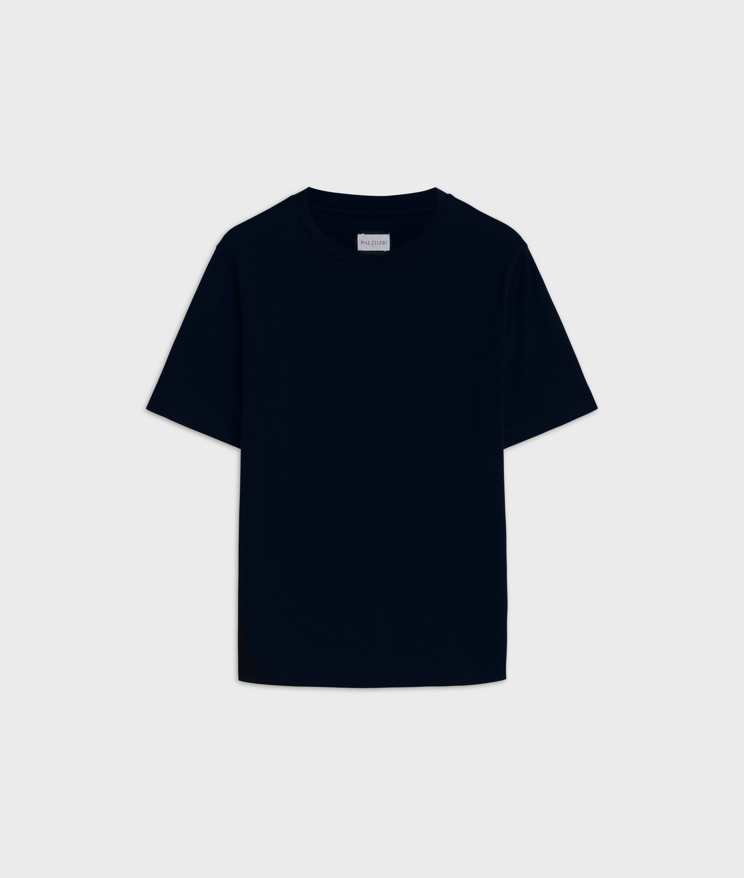 Navy Blue Mercerized Cotton Jersey Short Sleeved T Shirt