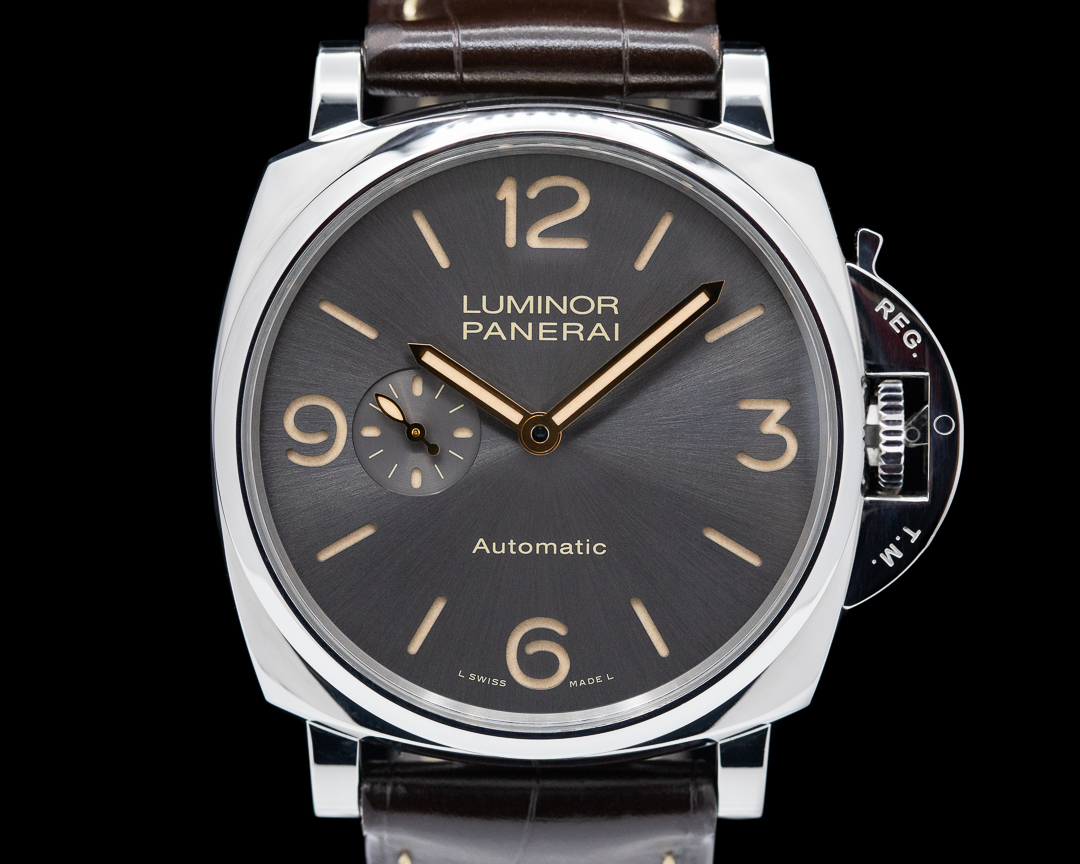 Rounded case and restrained dial layout from the 45mm family