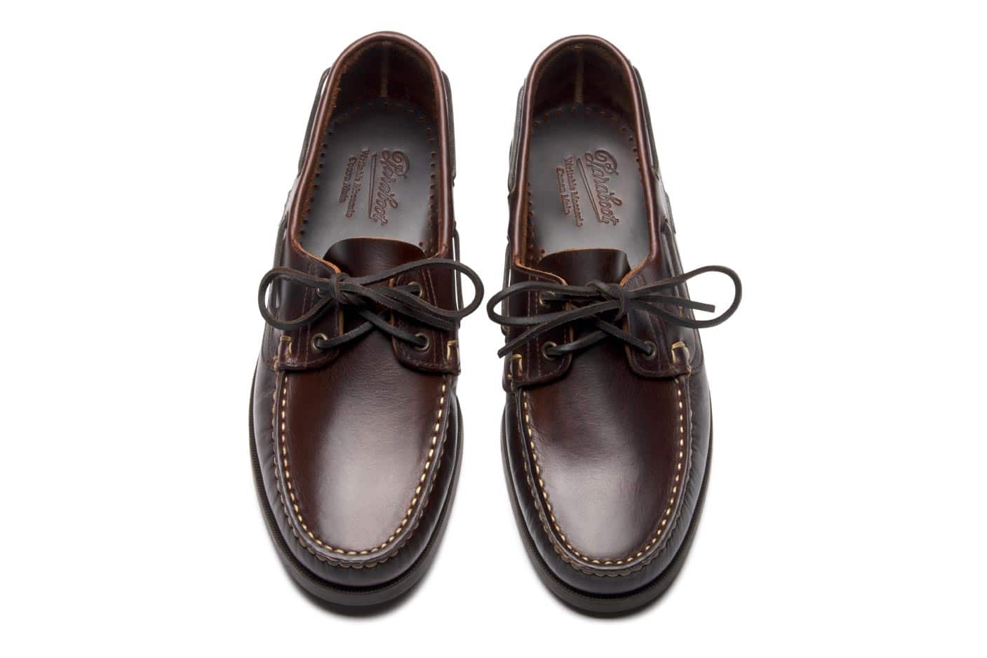 Top view of the unlined upper and lacing.