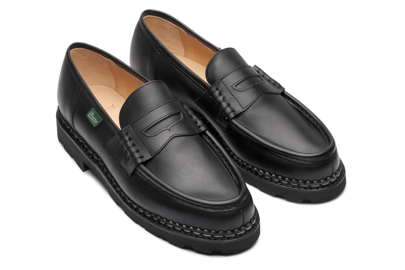 Front three-quarter view showing the moc toe and vamp band.
