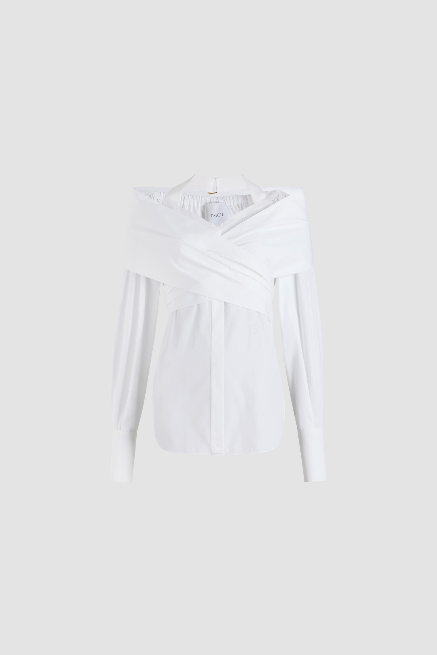 Draped cotton poplin blouse