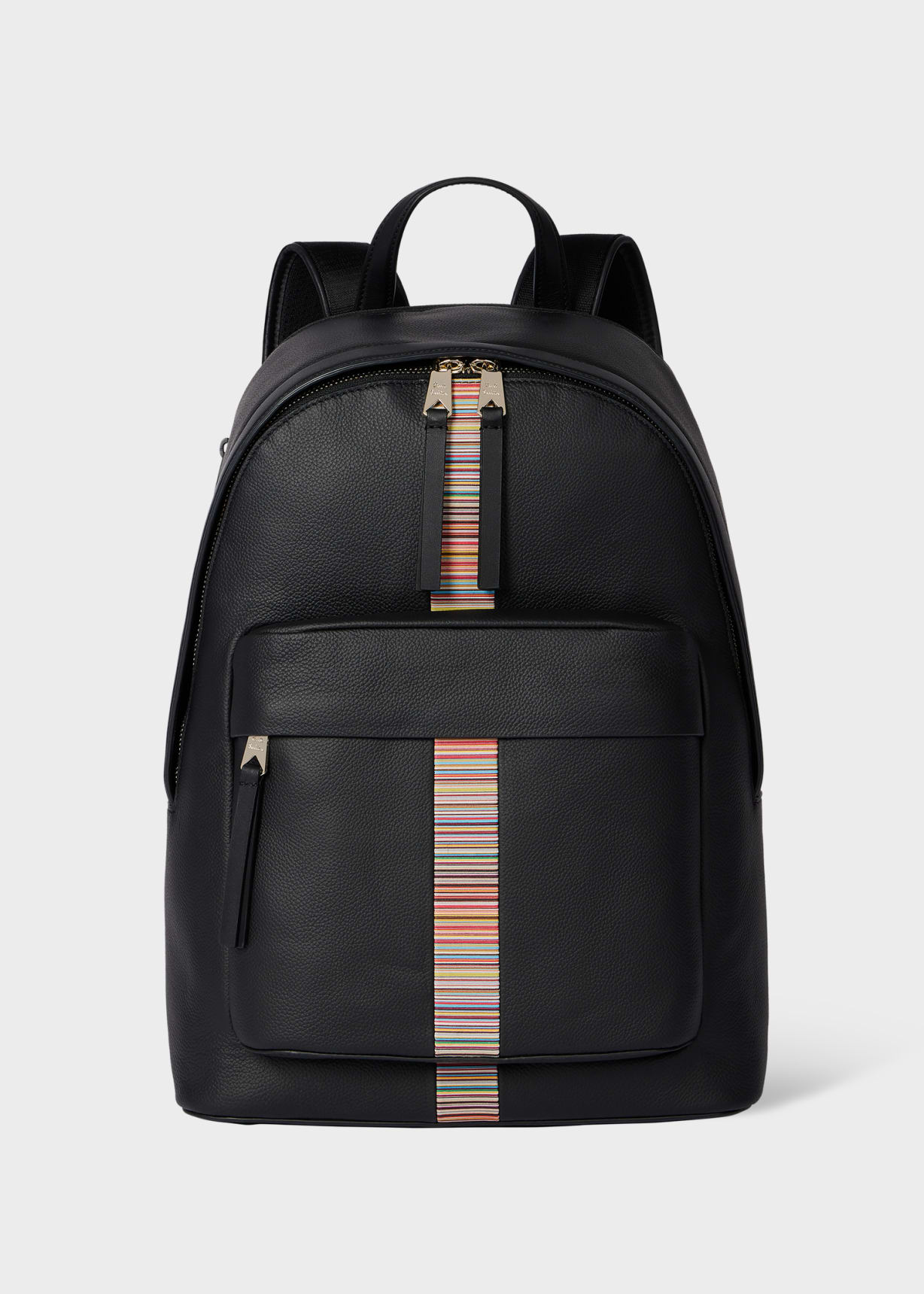 Black Leather 'Signature Stripe' Trim Backpack