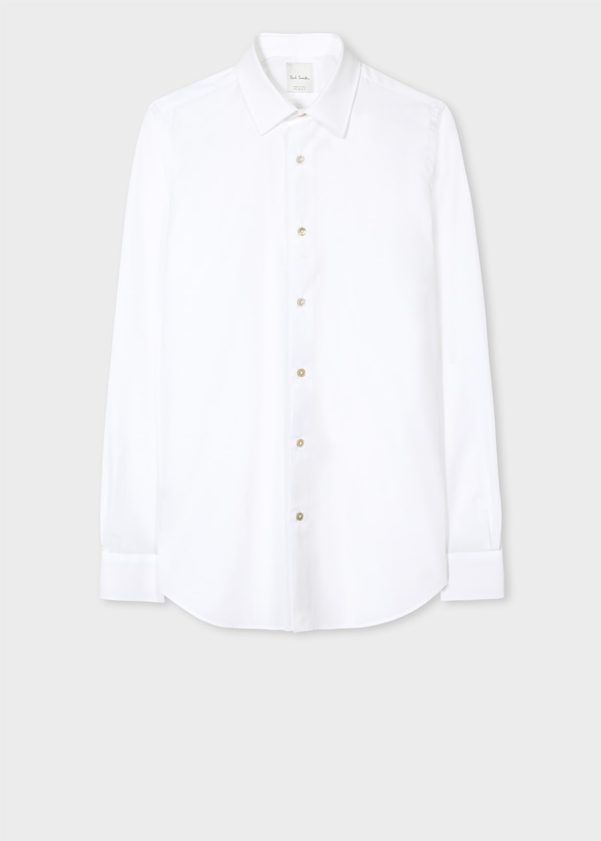 Tailored-Fit White Cotton 'Signature Stripe' Cuff Shirt