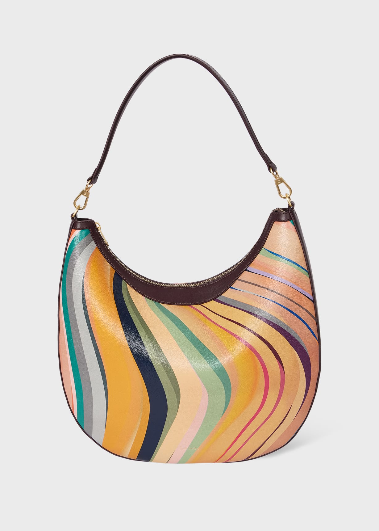 Women's 'Dusky Swirl' Leather Medium Round Hobo Bag