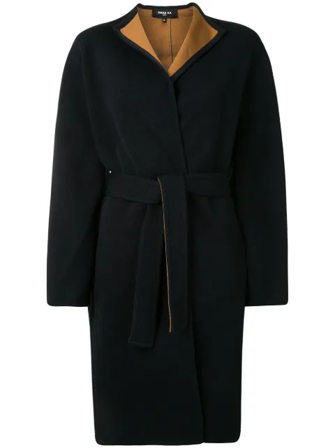 Contrast Lining Belted Coat