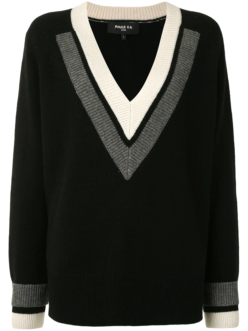 Knitted V-Neck Panel Detail Jumper