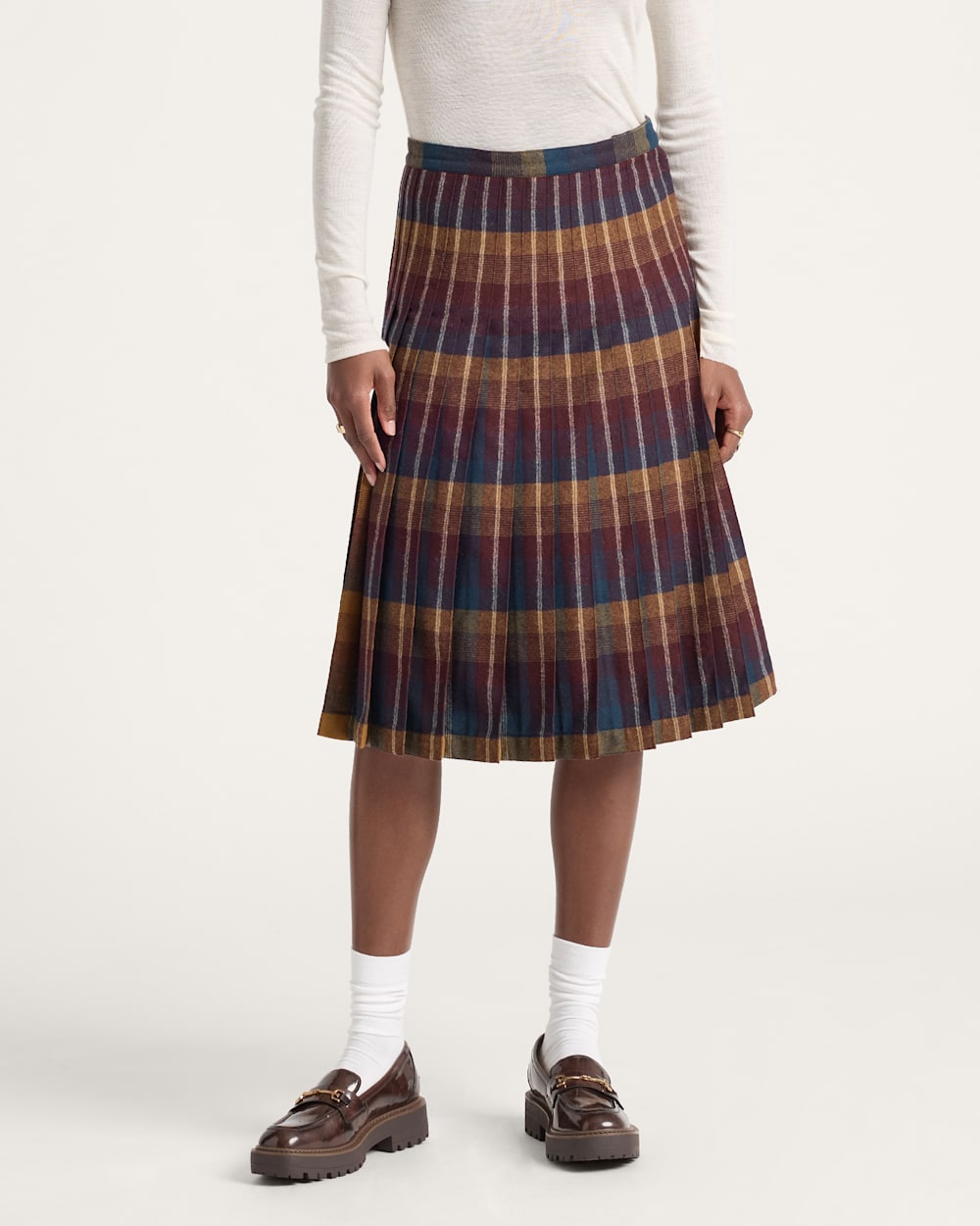Women's Reversible Pleated Wool Skirt
