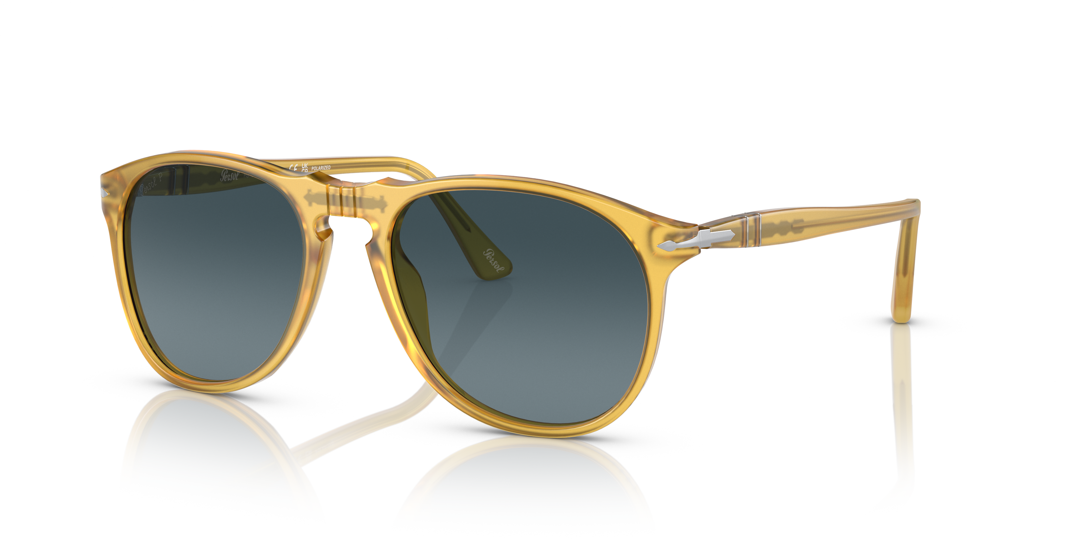 PO9649S with Honey Frame and Blue Lenses