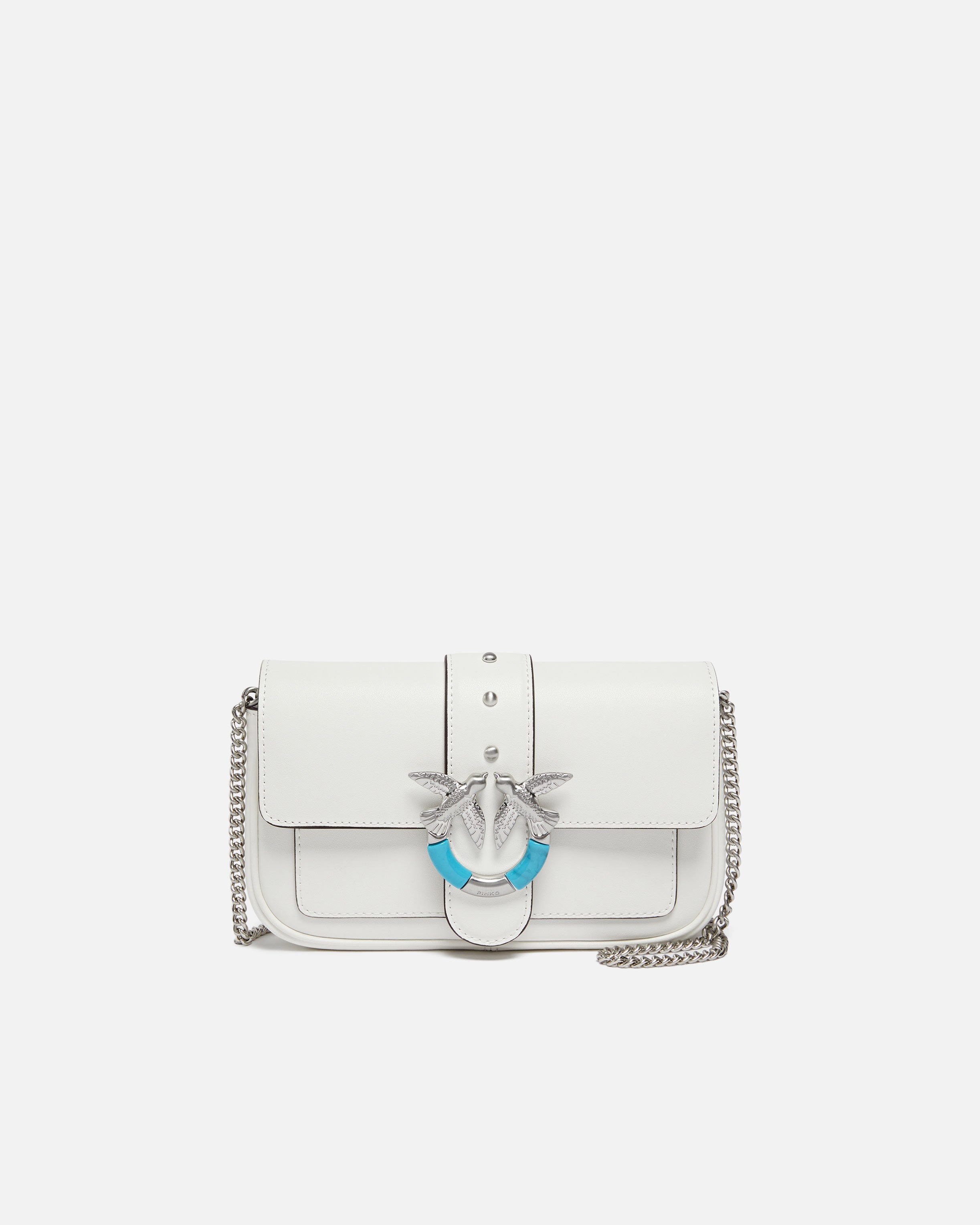Mini Love Bag One Pocket shoulder bag in leather with turquoise buckle