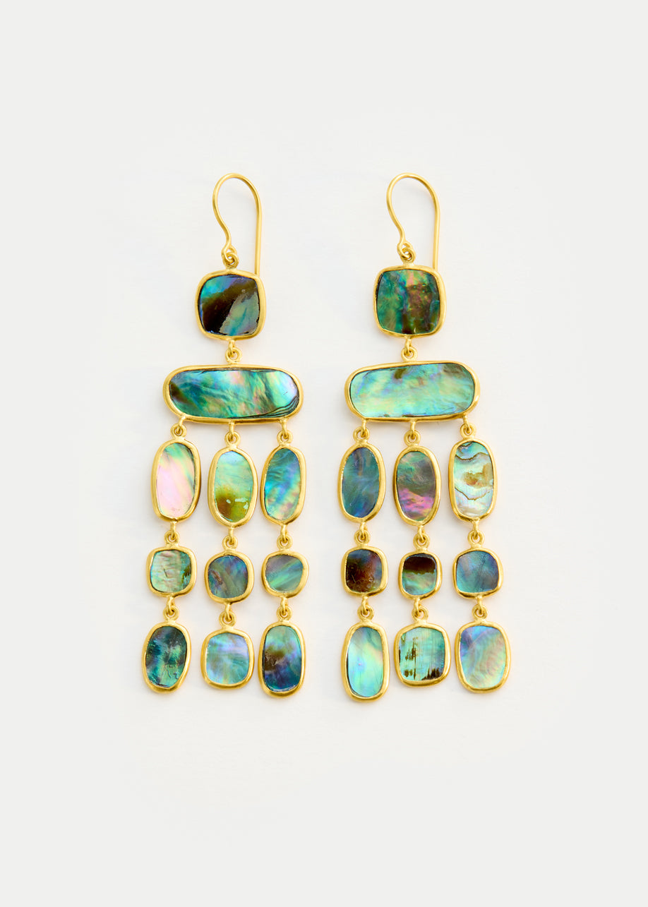 18kt Gold Beachcomber Abalone Shell Chandelier Earrings