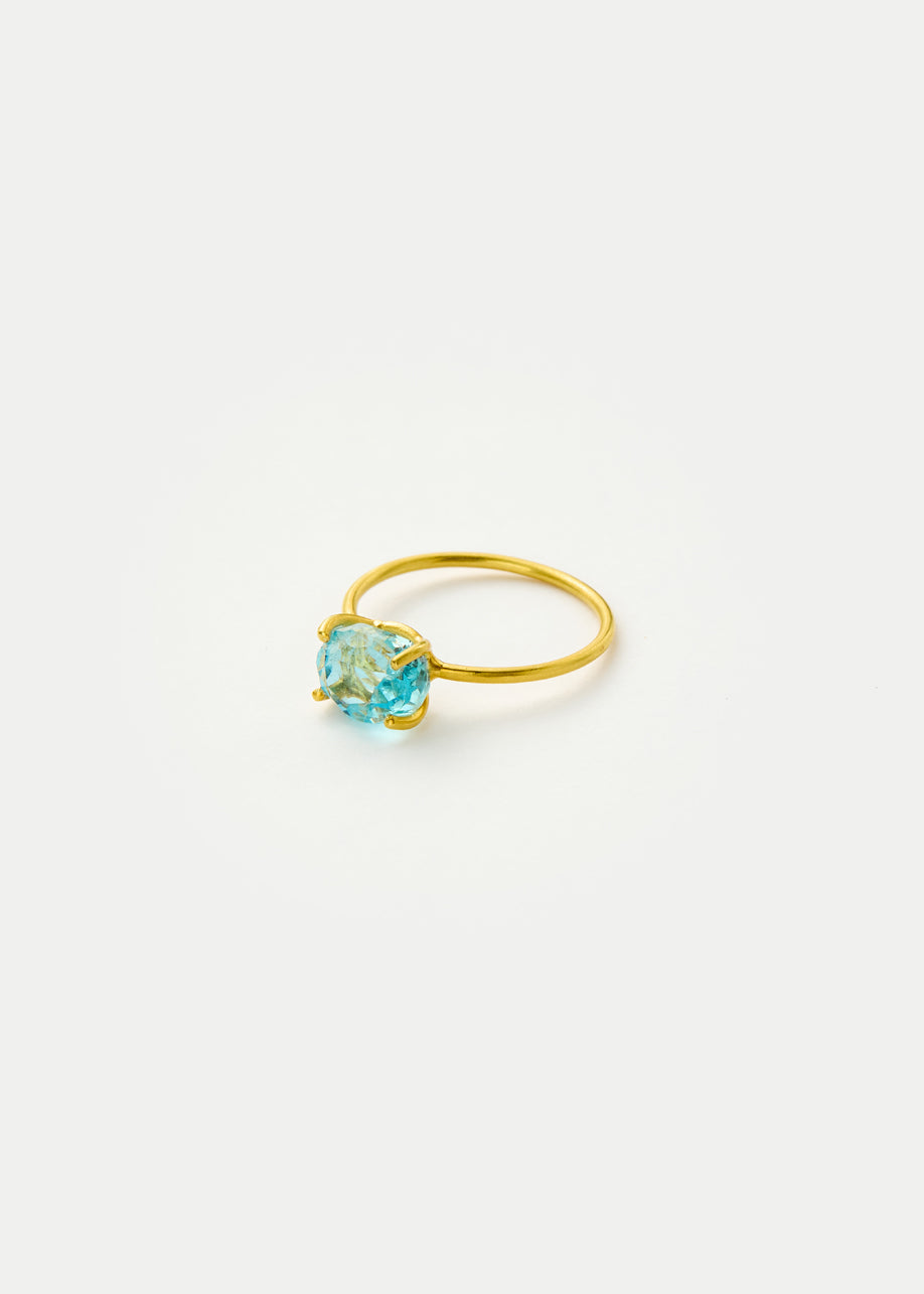 18kt Gold Carnival Aquamarine Claw Set Cup Ring