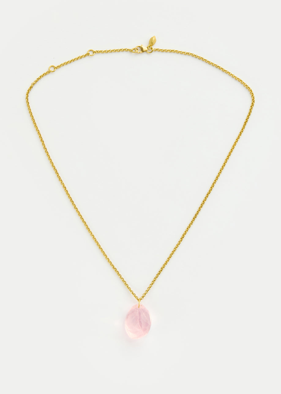 18kt Gold Carnival Rose Quartz Amulet Necklace