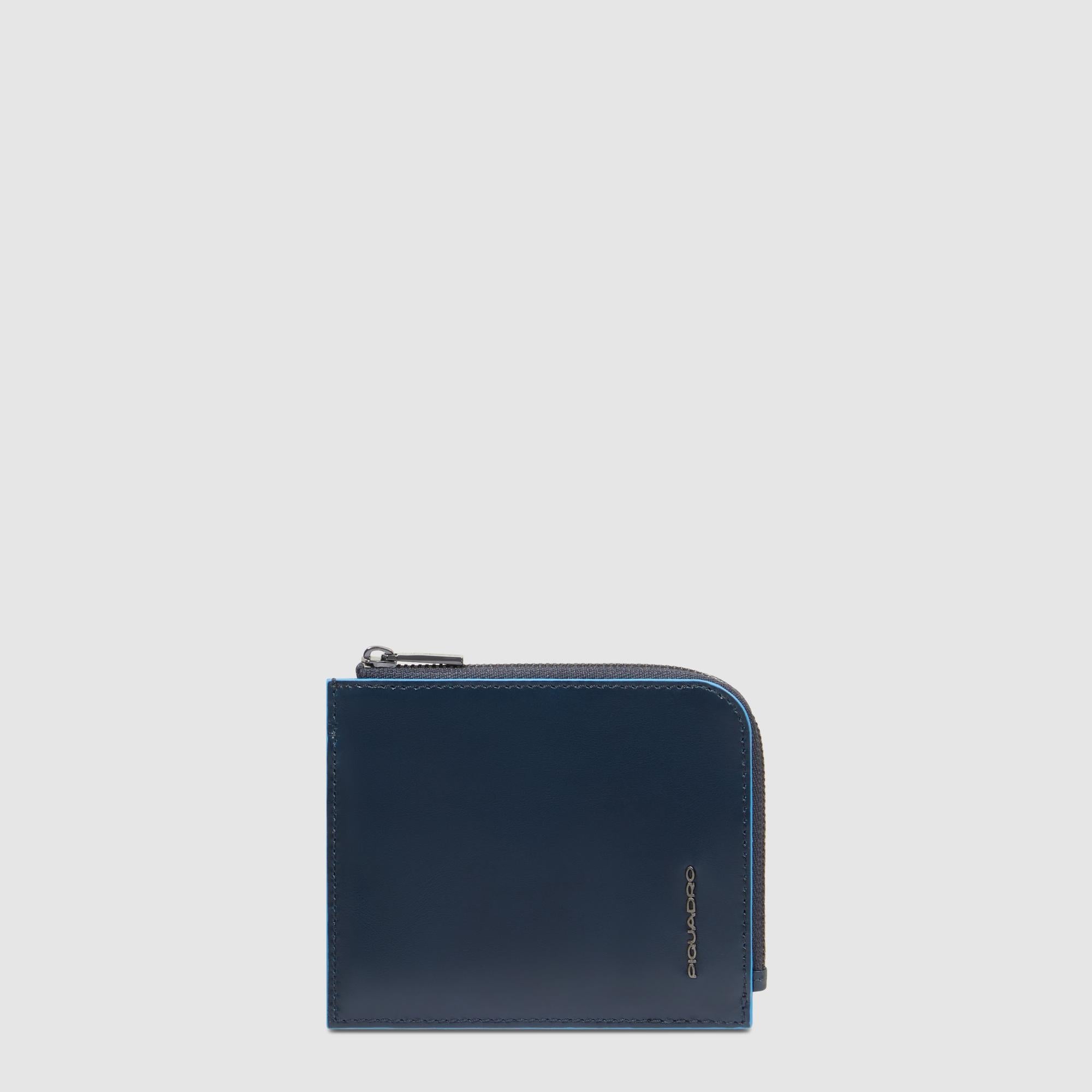 Men's card holder wallet with zipped coin pocket