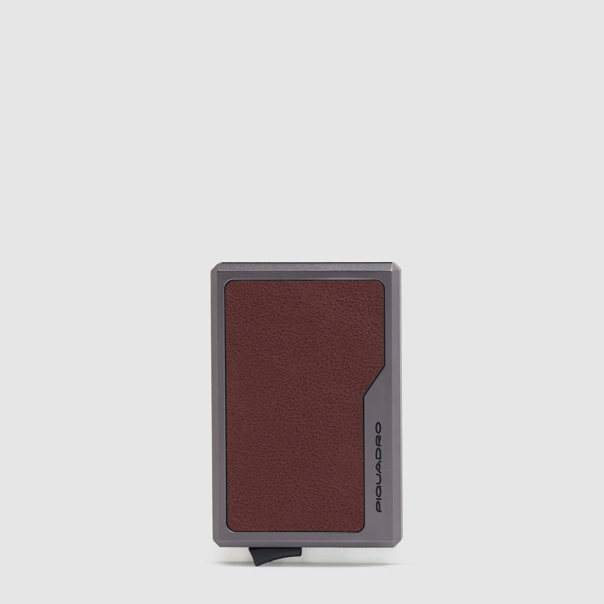 MagSafe pop-up card holder in aluminum and leather
