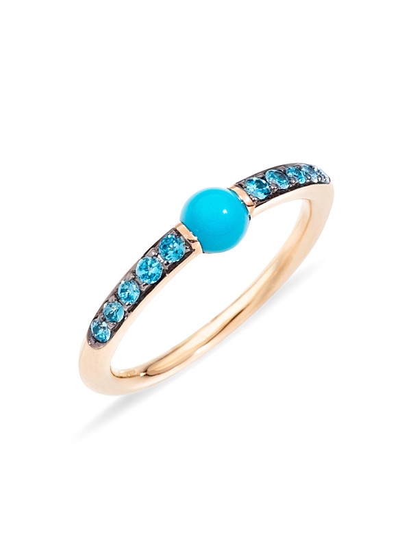 M'ama non M'ama 18K Rose-Gold Turquoise & Blue Zircon Ring