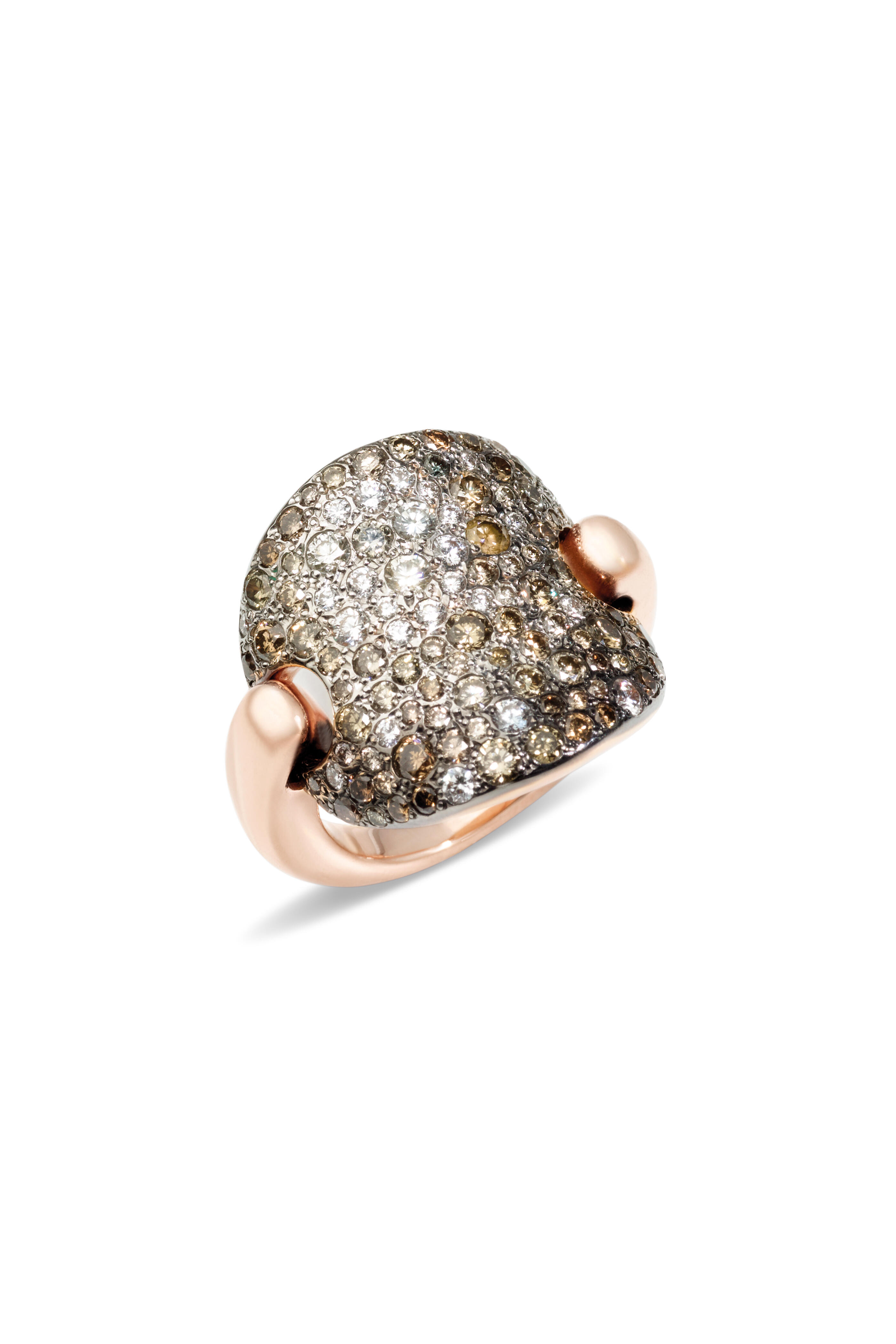 Sabbia rhodium-plated 18-karat rose gold diamond ring