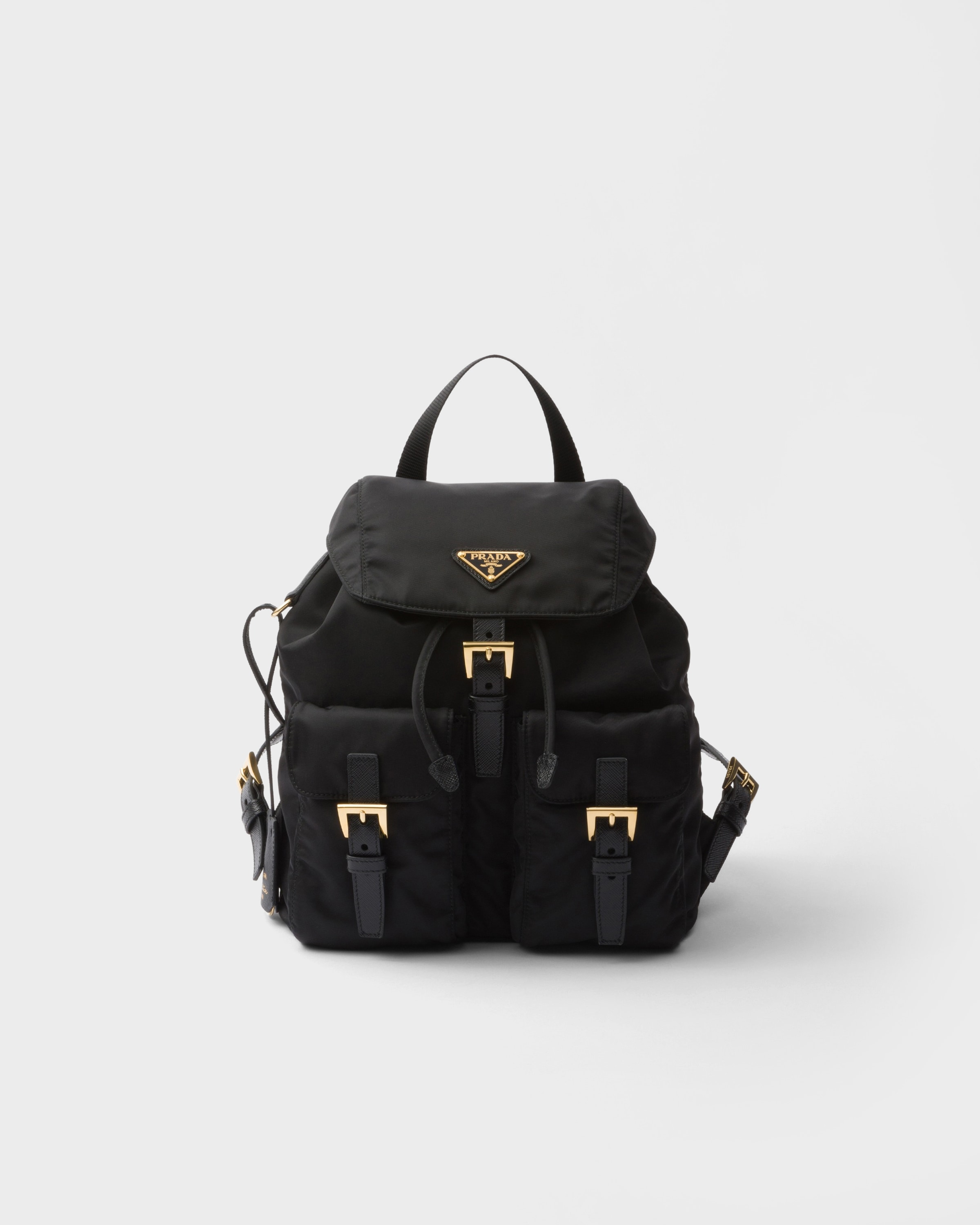 Heritage 1978 form in black Re-Nylon with gold buckles