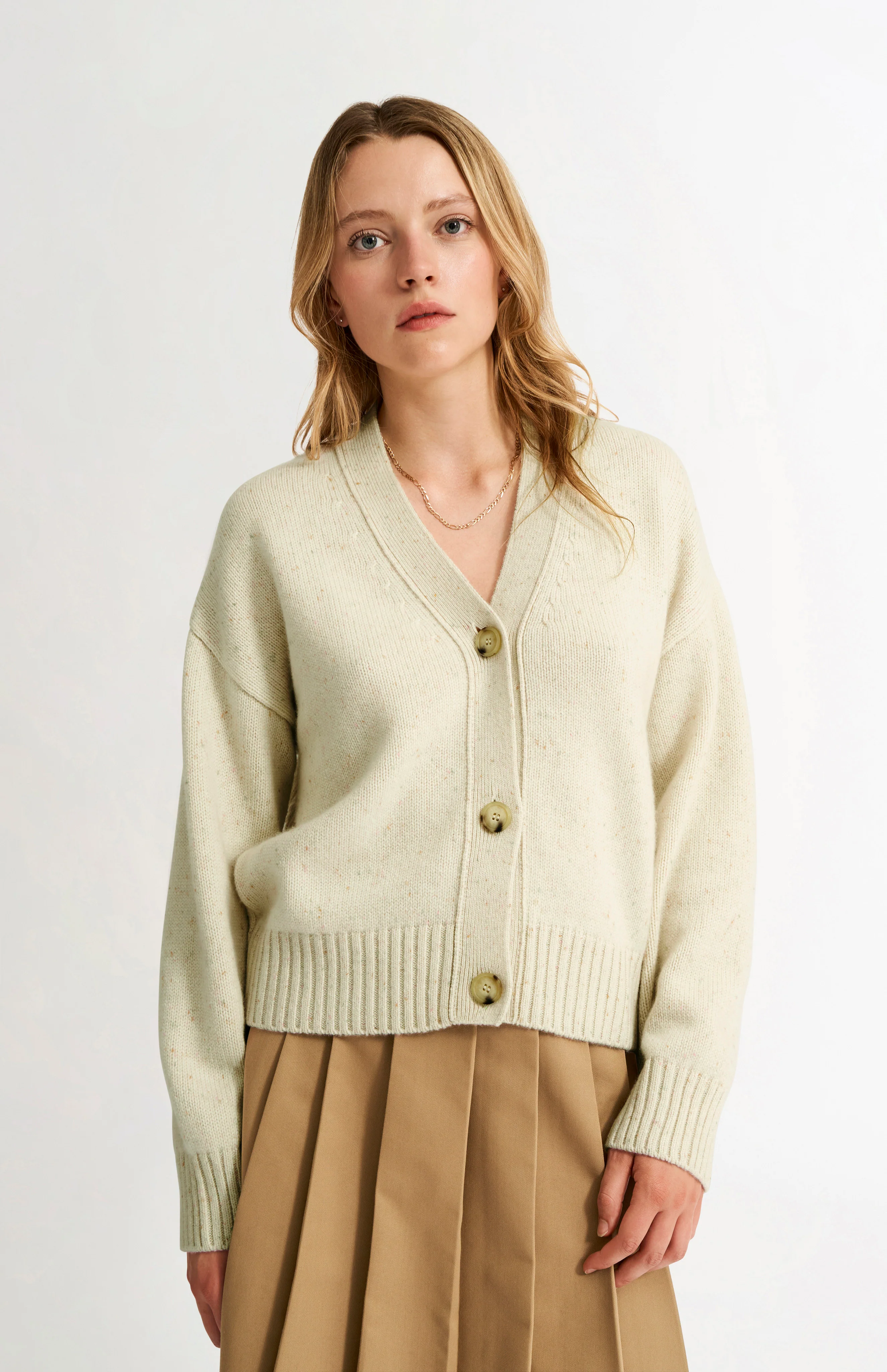 Womens Chunky Cashmere Cardigan In Ivory