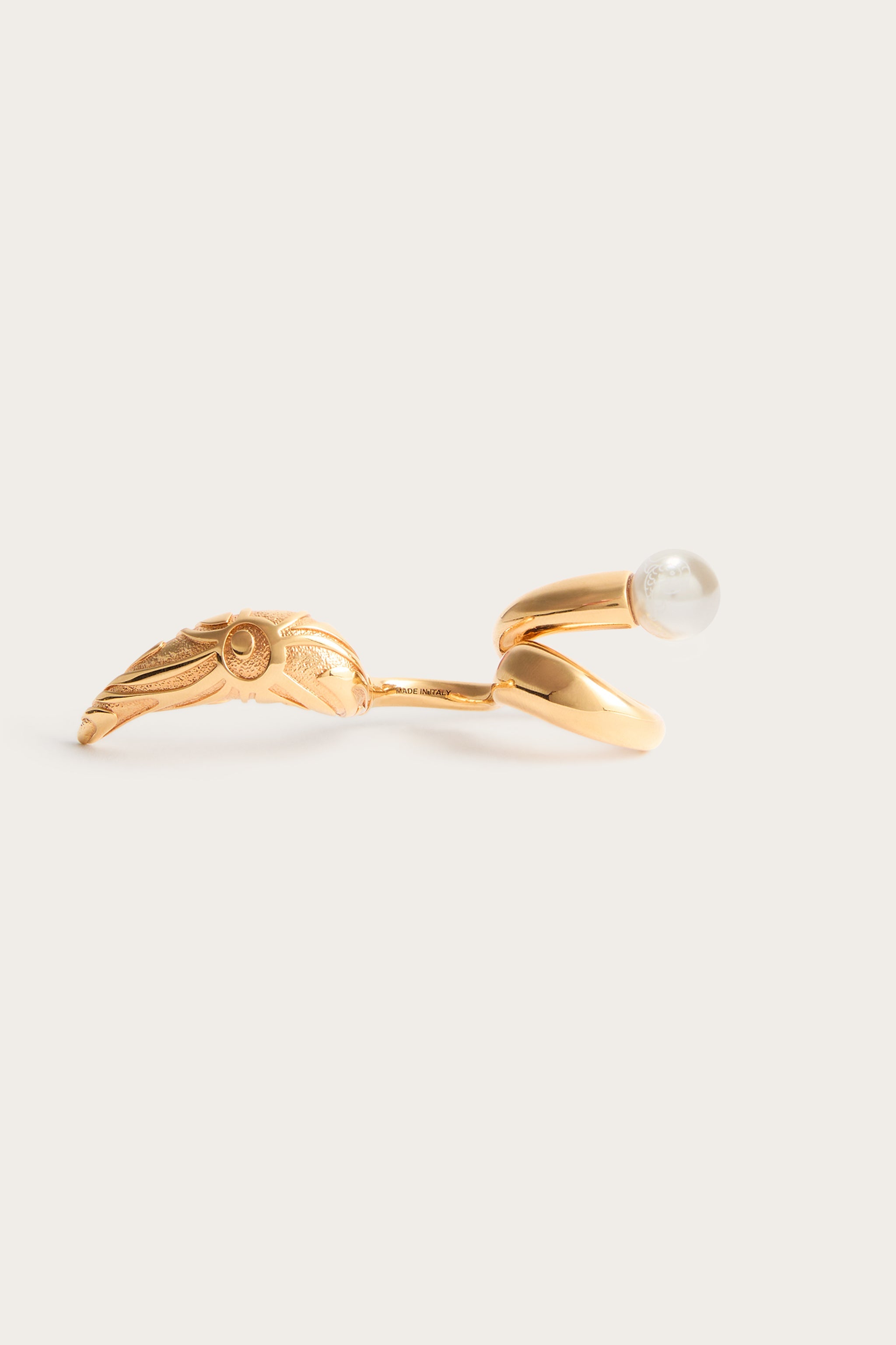 Multifinger Horn Ring with Marmo Texture