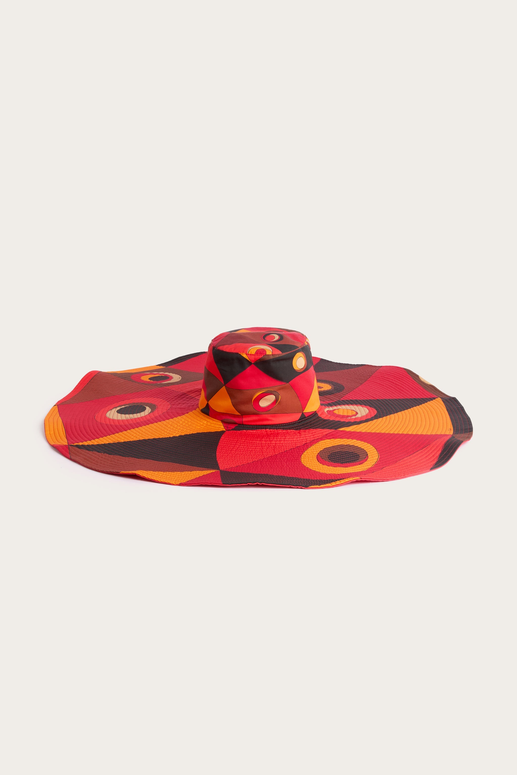Raffia Hat with Printed Brim