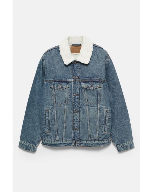 Denim Jacket with Faux Shearling Collar