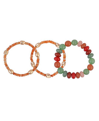 3pc Stretch Bracelet Set with Semi Precious Beads