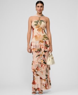 Solana Printed Tiered Ruffle Dress