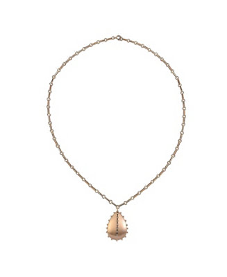 Gold Tone Long Teardrop Pendant Necklace