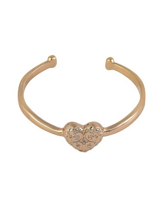 Gold Tone Textured Heart Cuff Bracelet