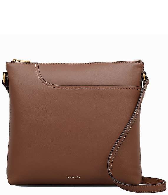 Pockets Large Leather Ziptop Crossbody Bag