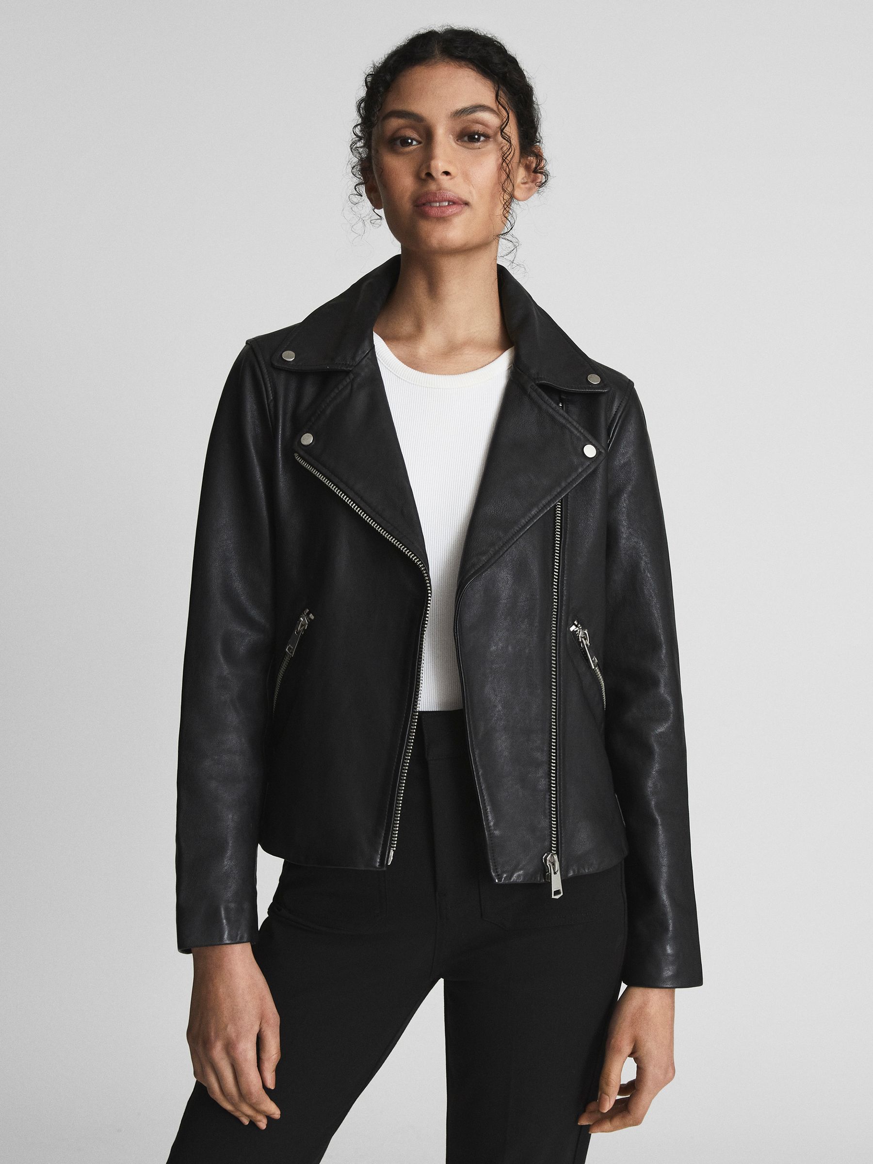 Leather Biker Jacket in Black
