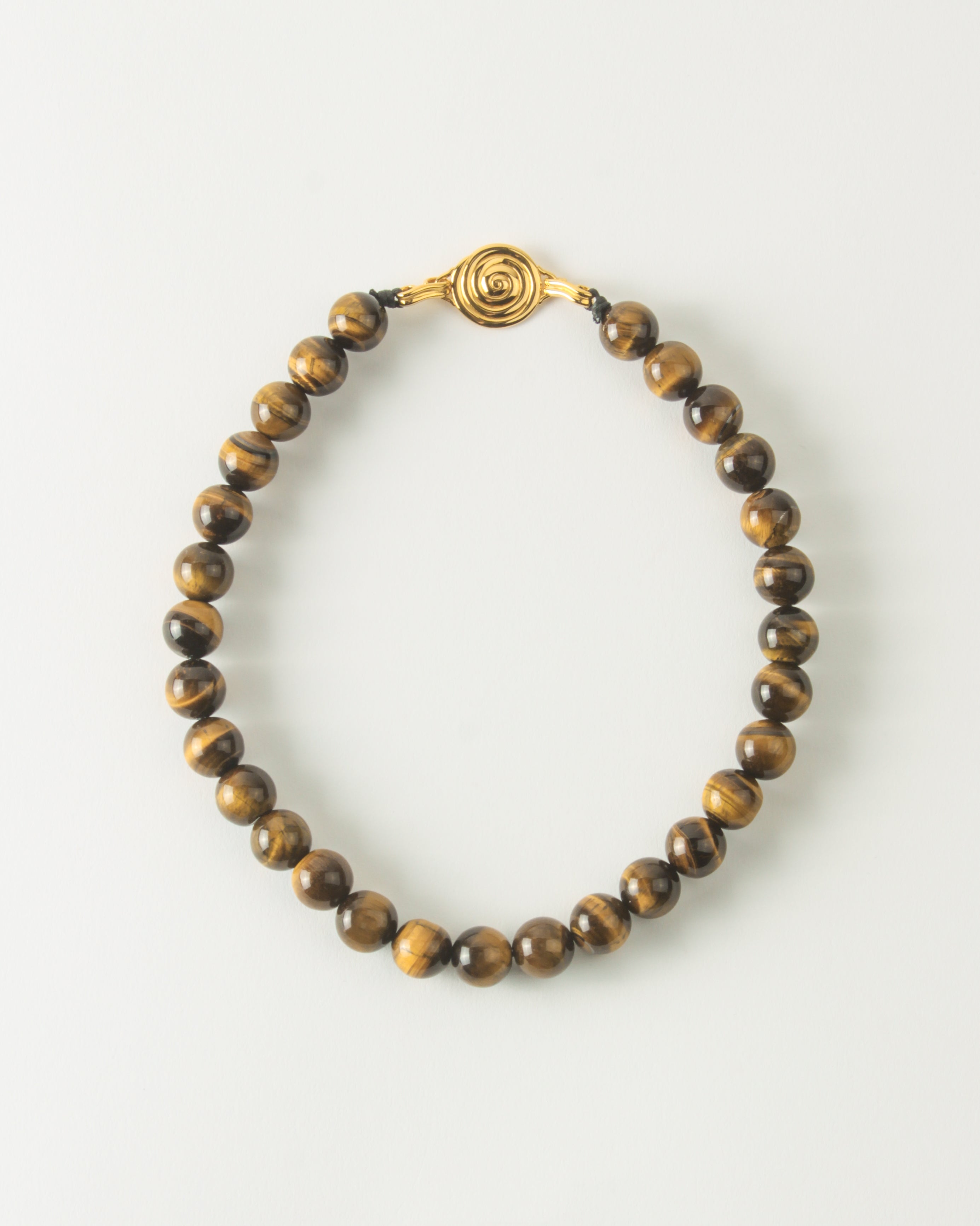 Beaded Swirl Necklace Gold Plated with Tiger's Eye